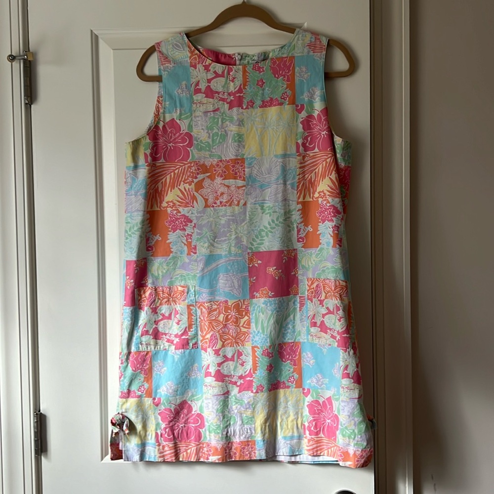 Vintage Lilly Pulitzer Dress Patchwork Floral Sleeveless Back Zipper Size 12